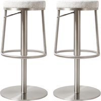Visalia Silver Grey Fabric Bar Stools With Steel Base In Pair