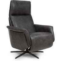Vistara Leather Swivel Recliner Chair in Dark Grey