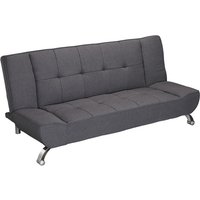 Vogues Linen Fabric Sofa Bed With Curved Chrome Legs In Grey