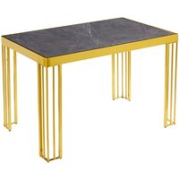 Worley Gloss Dining Table In Grey Marble Effect With Gold Legs