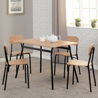 Waldorf Wooden Dining Table With 4 Chairs In Russet Oak And Black