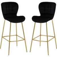 Warden Black Velvet Bar Chairs With Gold Legs In A Pair