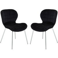 Warden Black Velvet Dining Chairs With Silver Legs In A Pair
