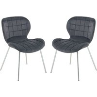 Warden Grey Velvet Dining Chairs With Silver Legs In A Pair