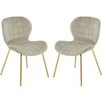 Warden Mink Velvet Dining Chairs With Gold Legs In A Pair