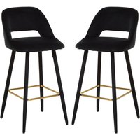 Warns Black Velvet Bar Chairs With Gold Footrest In A Pair