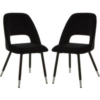 Warns Black Velvet Dining Chairs With Silver Foottips In A Pair
