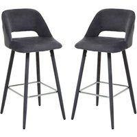 Warns Grey Velvet Bar Chairs With Silver Footrest In A Pair