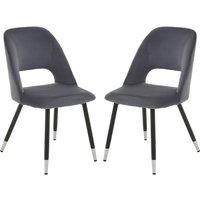 Warns Grey Velvet Dining Chairs With Silver Foottips In A Pair