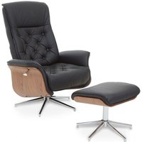 Warrens Leather Effect Recliner Chair With Footstool In Black
