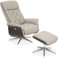 Warrens Leather Effect Recliner Chair With Footstool In Mink