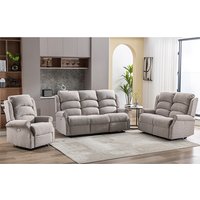 Warth Electric Fabric Recliner Sofa Suite In Natural