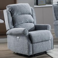 Warth Fabric Electric Recliner 1 Seater Sofa In Steel Blue