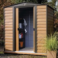 Watten Metal Garden Shed With Assembly In Oak And Black 6×5