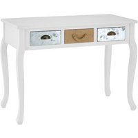 Waymore Wooden Console Table With 3 Drawers In White