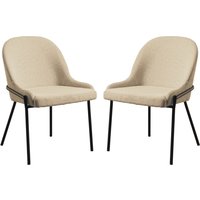 Wayne Natural Fabric Side Dining Chairs In Pair