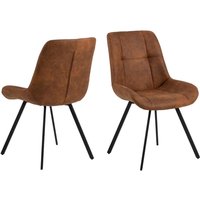 Westerly Camel Fabric Dining Chairs With Black Legs In Pair