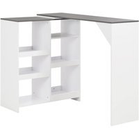 Winnie Wooden Bar Table With Moveable Shelf In Grey And White