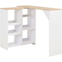 Winnie Wooden Bar Table With Moveable Shelf In Oak And White