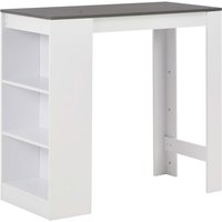 Winnie Wooden Bar Table With Shelf In Grey And White