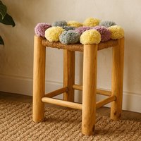 Wintora Wooden Kids Stool in Grey Beige and Pink