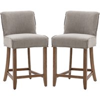 Worland Taupe Fabric Bar Chairs With Wooden Legs In Pair