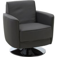 Wuxue Leather Effect Lounge Chair In Grey With Chrome Base