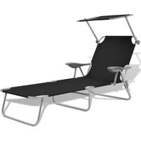 Xavien Outdoor Sun Lounger with Metal Frame in Black
