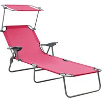 Xavien Outdoor Sun Lounger with Metal Frame in Pink
