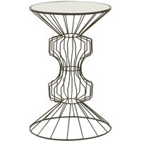 Xuange Round White Mirrored Glass Side Table With Black Frame