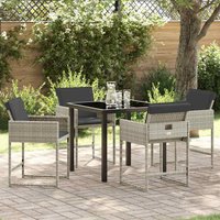 Yavion Garden Poly Rattan 80cm Dining Table with 4 Chairs in Light Grey
