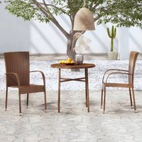 Yaviso Garden Poly Rattan Dining Table with 2 Chairs in Brown