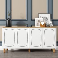 Yekta Wooden Sideboard with 4 Doors in Sapphire Oak and White