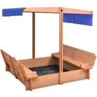 Yucaipa Wooden Boat Sandbox With Adjustable Roof In Natural And Blue