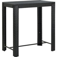 Yuna 100cm Poly Rattan Garden Bar Table In Black