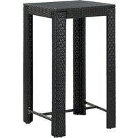 Yuna 60.5cm Poly Rattan Garden Bar Table In Black