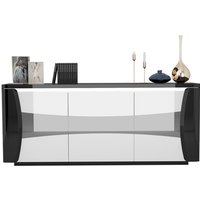 Zaire LED Sideboard In Black And White High Gloss With 3 Doors Zaire LED Sideboard In Black And White High Gloss With 3 Doors