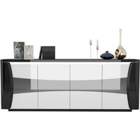Zaire LED Sideboard In Black And White High Gloss With 4 Doors Zaire LED Sideboard In Black And White High Gloss With 4 Doors