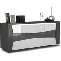 Zaire LED Sideboard In Grey And Anthracite Gloss With 3 Doors Zaire LED Sideboard In Grey And Anthracite Gloss With 3 Doors