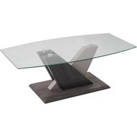 Zanesville Clear Glass Coffee Table With Dark Grey Wooden Base