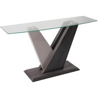 Zanesville Clear Glass Console Table With Dark Grey Wooden Base