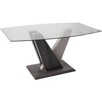 Zanesville Clear Glass Dining Table With Dark Grey Wooden Base