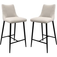Zaria Ivory Fabric Bar Chairs In Pair