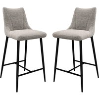 Zaria Light Grey Fabric Bar Chairs In Pair