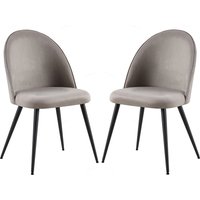 Zebulon Grey Velvet Dining Chairs With Black Legs In Pair