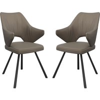 Zebulon Taupe Leather Dining Chairs In Pair