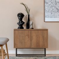 Zuri Wooden Console Table with 2 Doors in Walnut and Black