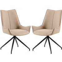 Zurich Mink PU Leather Dining Chairs With Black Legs In Pair