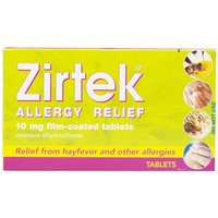 Click to view product details and reviews for Zirtek 21 X 10mg Tablets. Click to view product details and reviews for Zirtek 21 X 10mg Tablets.