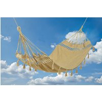 Hängematte Fransen Boho Natur Beige Braun Ibiza Hängeliege Baumwolle 180x100cm Hängematte Fransen Boho Natur Beige Braun Ibiza Hängeliege Baumwolle 180x100cm